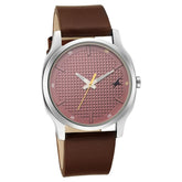 Fastrack, Men's Watch Stunners Collection Analog, Red Dial Brown Leather Strap, 3255SL01